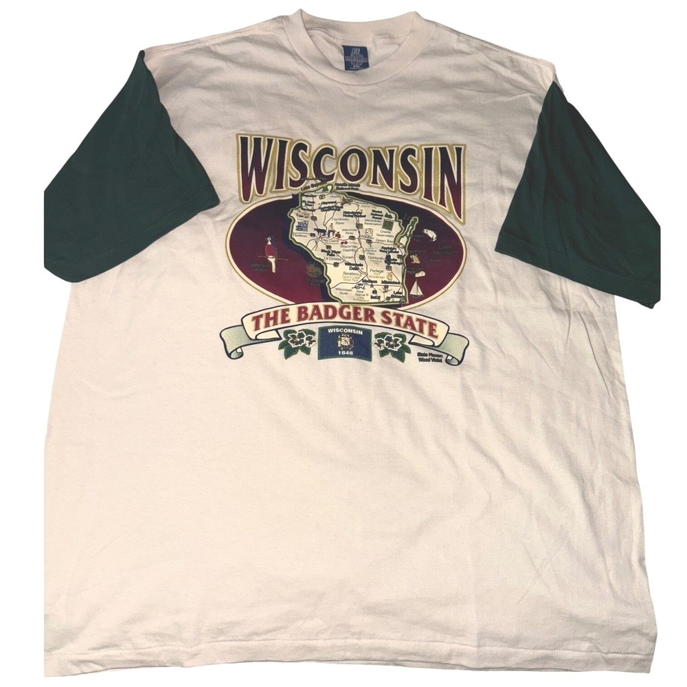 Vintage 80s Wisconsin Ringer‎ T-Shirt Belton Single Stitch Graphic Tee Mens XXL
